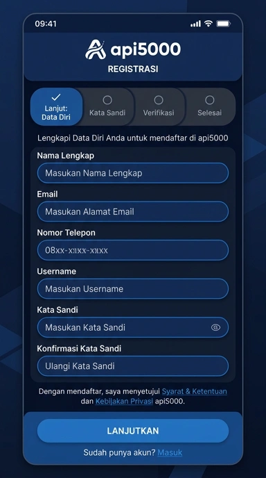 Panduan Registrasi Akun Baru api5000 untuk Android