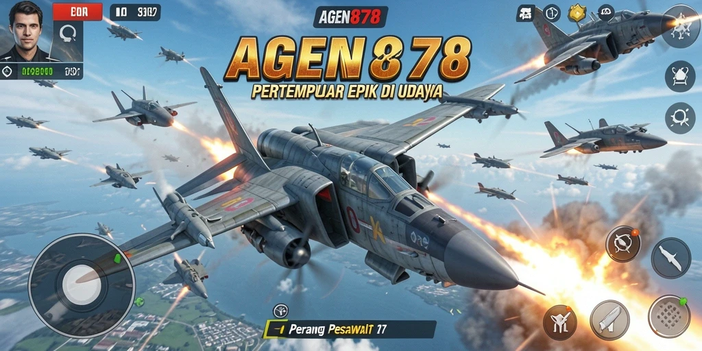 Tampilan antarmuka game Perang Pesawat yang mendebarkan.