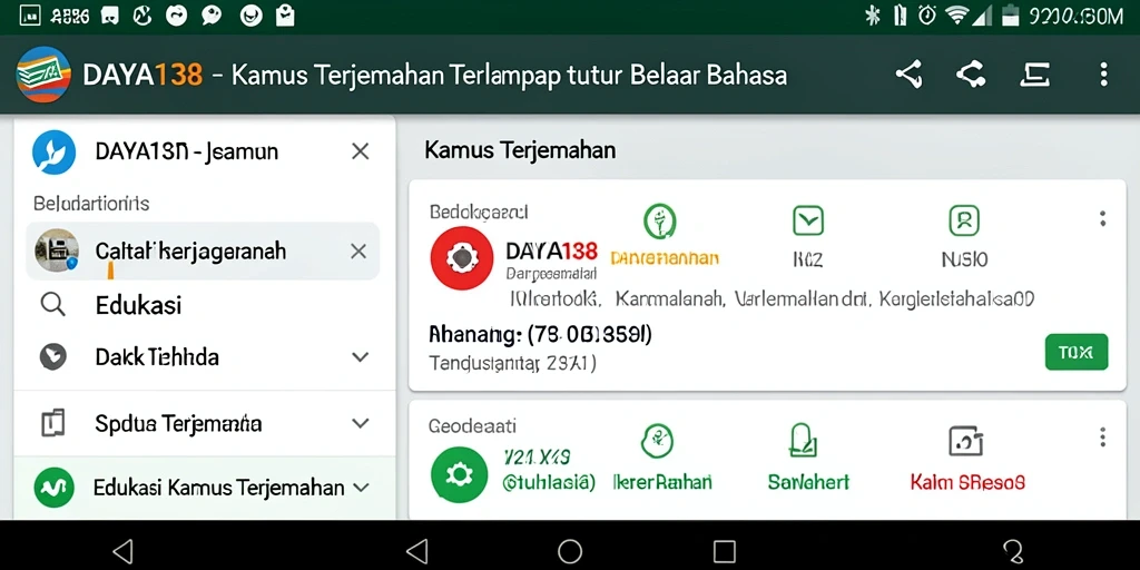 Tampilan antarmuka utama DAYA138 dengan fungsi pencarian kamus.