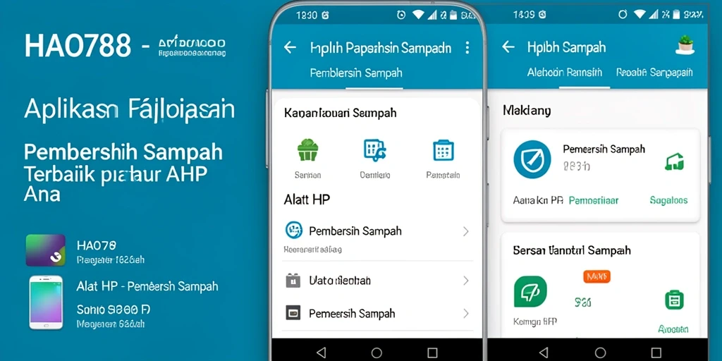 Tampilan antarmuka aplikasi HAO788 saat membersihkan sampah.
