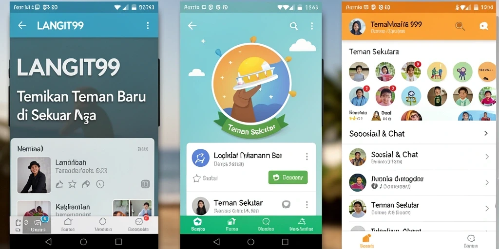 Antarmuka LANGIT99 yang menampilkan fitur Teman Sekitar.