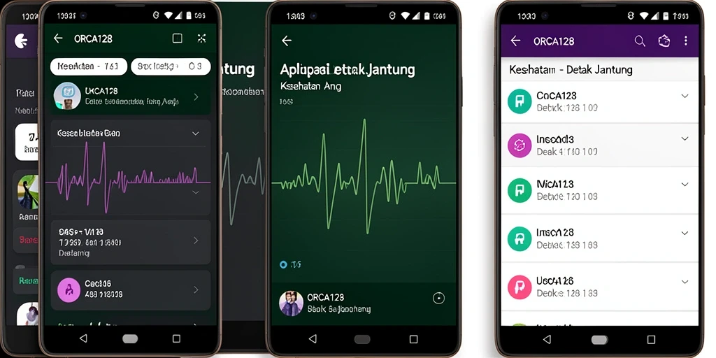 Tampilan antarmuka ORCA128 yang intuitif untuk memantau detak jantung.