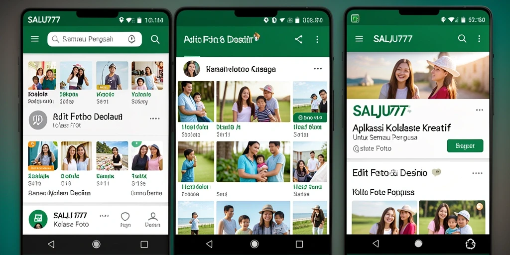 Screenshot utama SALJU777 menunjukkan antarmuka kolase foto yang menarik dan berwarna-warni.